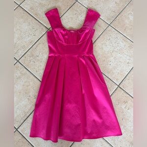 Calvin Klein Retro Classic Vintage 50s Style Hot Pink Swing Dress Size 2